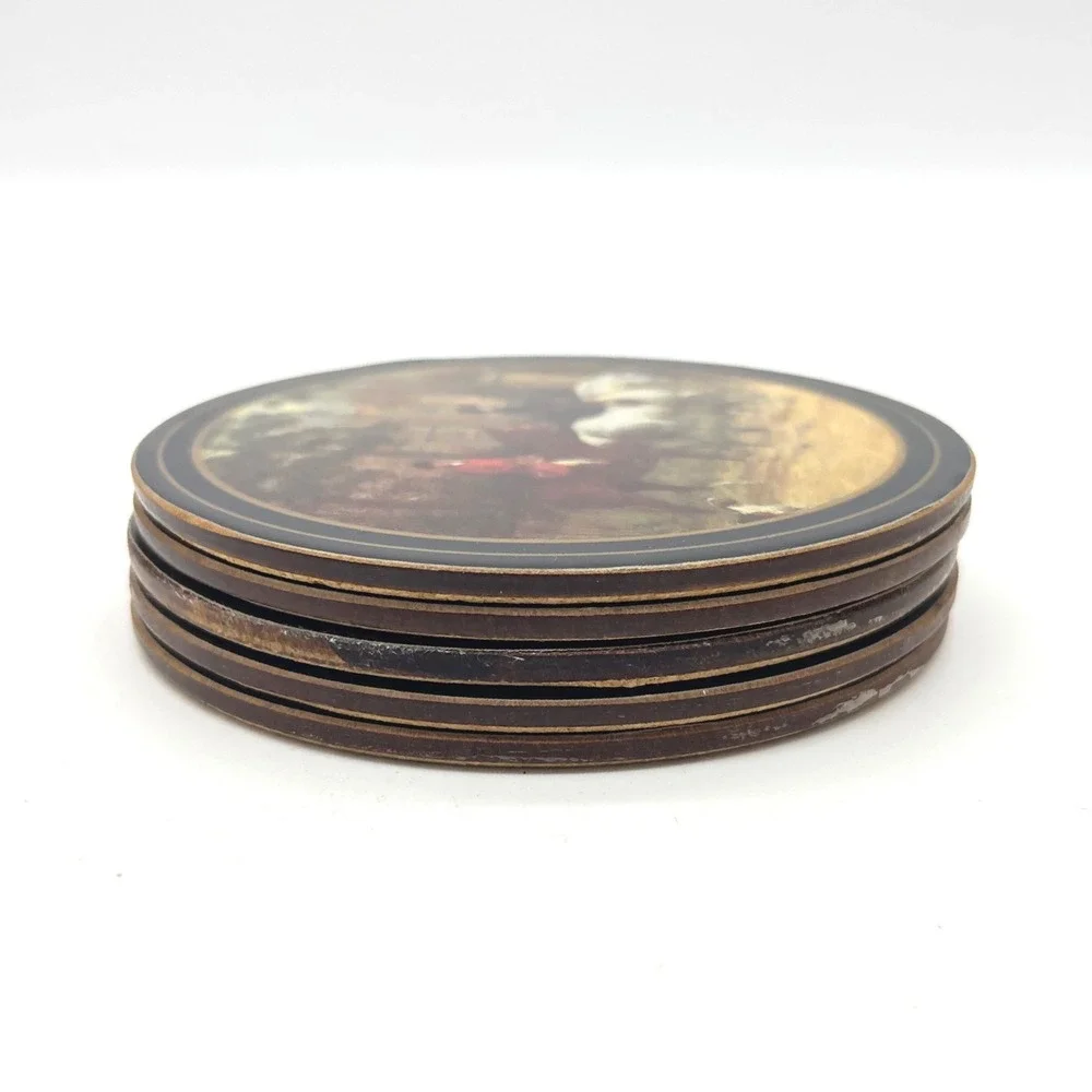 Pimpernel Tally Ho Coasters Set of 5 Fox Hunt Equestrian English Countryside